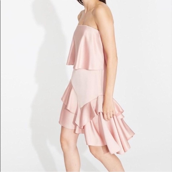 Halston heritage strapless tiered ruffle dress - Picture 3 of 11